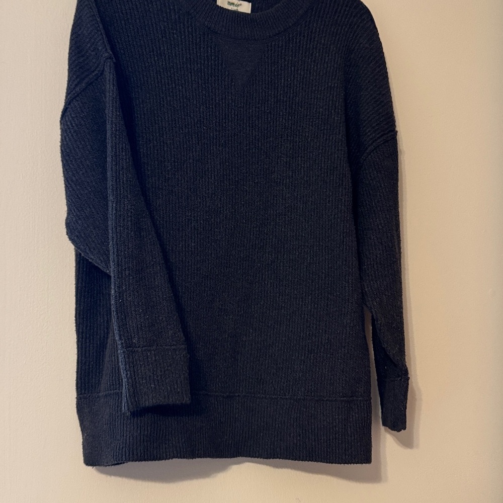 aerie dark gray/black Ribbed Crewneck Sweater - Picture 5 of 6
